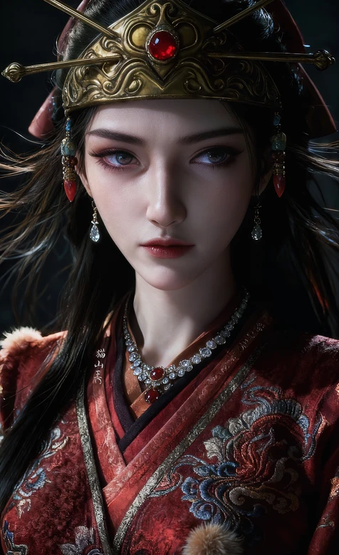 《凡人修仙传》角色·石蝶·红装华贵龙纹 国风写实古风热血手机壁纸 – 高清 桌面壁纸 开放版权素材 免费下载 手机电