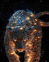 璀璨粒子豹·奇幻星光风 艺术创作 神秘生物各类的豹子超清手机壁纸图片大全