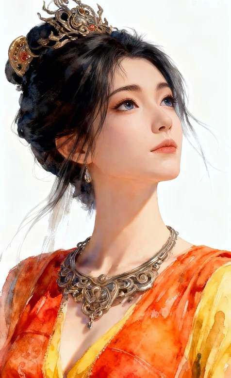 古风女子·慕沛灵·华贵发冠橙黄衣 国风唯美插画 古风手机壁纸推荐 – 高清 桌面壁纸 开放版权素材 免费下载 手机电
