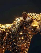 璀璨粒子豹·奇幻星光风 艺术创作 神秘生物各类的豹子超清手机壁纸图片大全