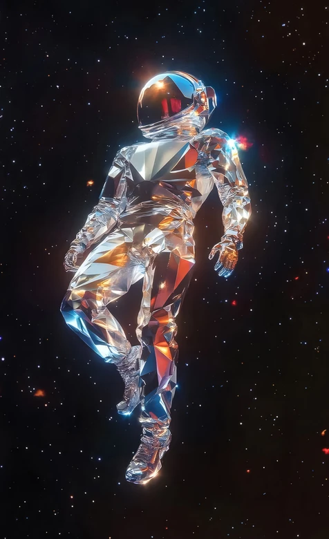 钻石质感宇航员·炫彩科幻风 超现实宇宙手机壁纸 – 高清 桌面壁纸 开放版权素材 免费下载 手机电脑通用背景图