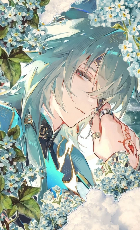 原神·卡维·花簇环绕眼眸温柔 二次元清新唯美风 高清动漫壁纸 – 高清 桌面壁纸 开放版权素材 免费下载 手机电脑通-iPhone17-1