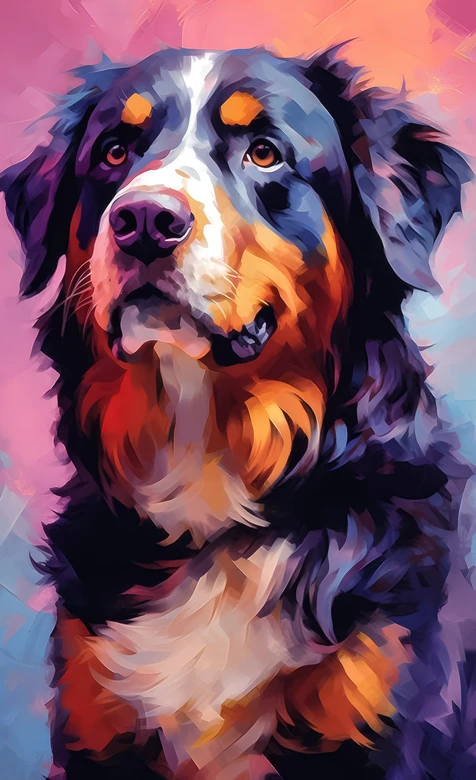 伯恩山犬·炫彩油画风 艺术感手机壁纸推荐 – 高清 桌面壁纸 开放版权素材 免费下载 手机电脑通用背景图