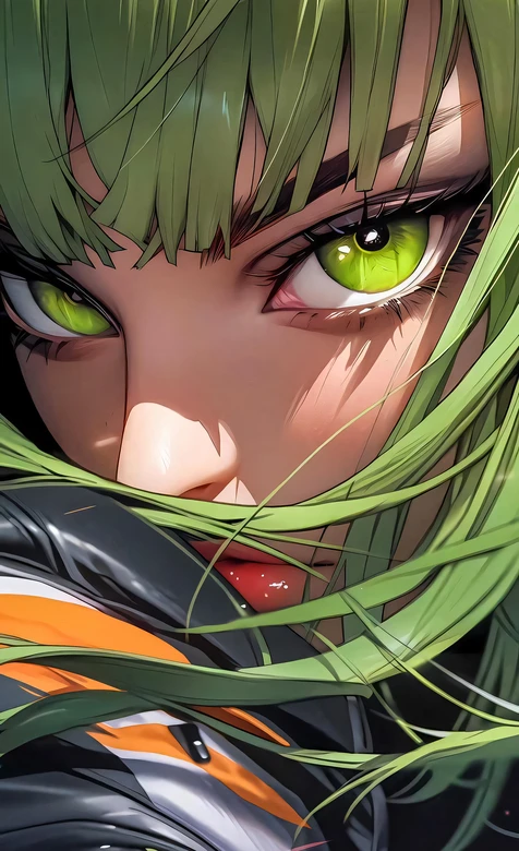 绿发绿眼动漫少女·二次元插画风·原创高质感手机壁纸 – 高清 桌面壁纸 开放版权素材 免费下载 手机电脑通用背景图-iPhone17-1