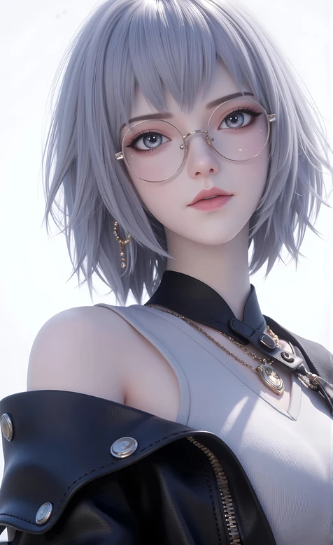 银发短发少女·白老板“白月魁”·写实3D风格·原创CG 高质感手机桌面 – 高清 桌面壁纸 开放版权素材 免费下载-iPhone17-1