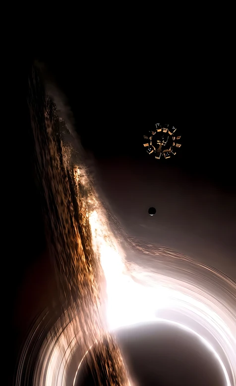 黑洞吸积盘&星际穿越探测器 科幻写实风手机壁纸 – 高清 桌面壁纸 开放版权素材 免费下载 手机电脑通用背景图