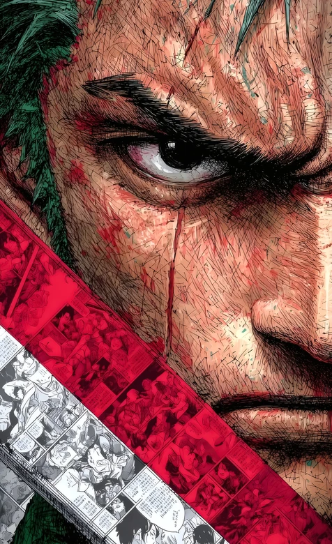 罗罗诺亚·索隆 带血坚毅眼神 漫画分镜刀 手绘热血风手机壁纸 – 高清 桌面壁纸 开放版权素材 免费下载 手机电脑通