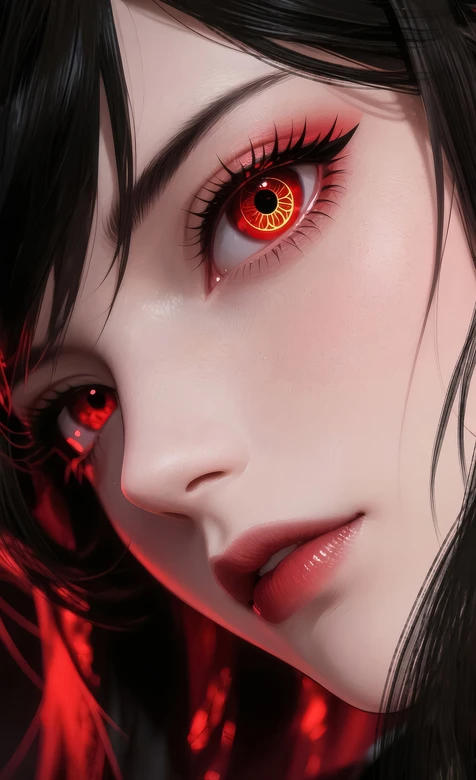 神秘红瞳黑长直少女·暗黑写实二次元 原创手机壁纸精选 – 高清 桌面壁纸 开放版权素材 免费下载 手机电脑通用背景图
