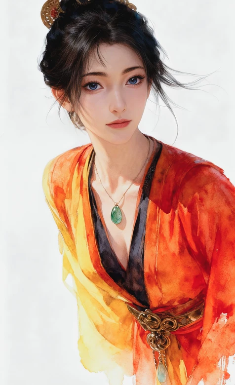 慕沛灵·红衣绿佩 国风水彩唯美古风手机壁纸 – 高清 桌面壁纸 开放版权素材 免费下载 手机电脑通用背景图