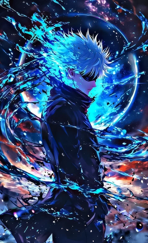 五条悟·蓝焰能量迸发 魔幻炫酷风超燃手机壁纸 – 高清 桌面壁纸 开放版权素材 免费下载 手机电脑通用背景图