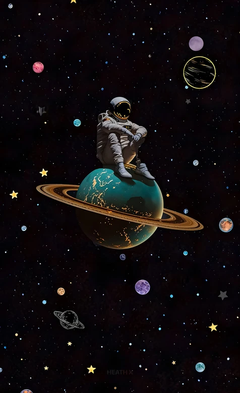 宇航员·星际静坐 梦幻宇宙风星空行星场景 超火宇宙主题壁纸 – 高清 桌面壁纸 开放版权素材 免费下载 手机电脑通用