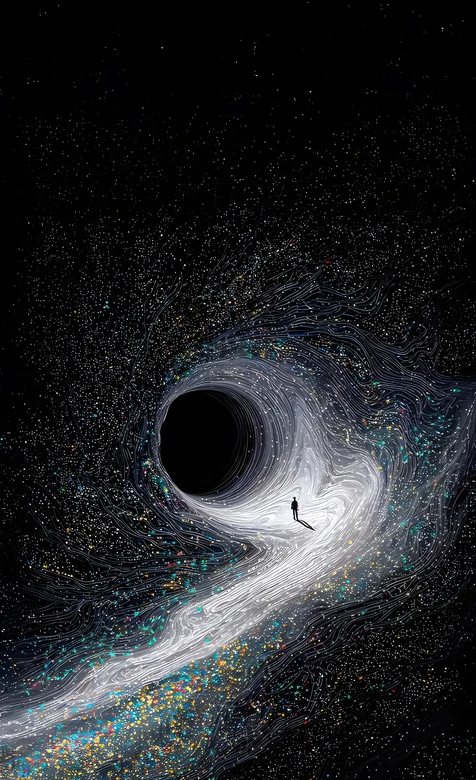 黑洞漩涡人物剪影 科幻唯美宇宙探索手机壁纸 – 高清 桌面壁纸 开放版权素材 免费下载 手机电脑通用背景图