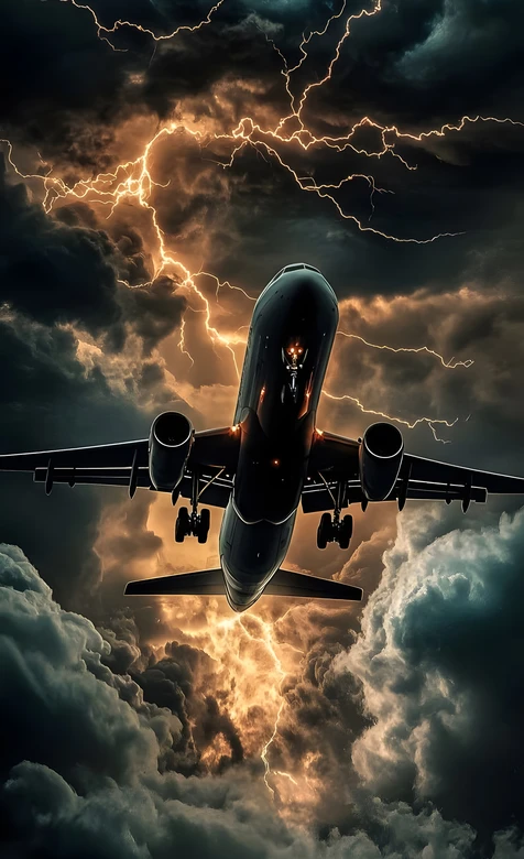 飞机穿雷暴云·暗黑写实风·震撼航空主题壁纸 – 高清 桌面壁纸 开放版权素材 免费下载 手机电脑通用背景图
