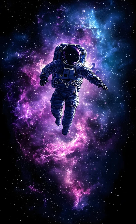 宇航员漫游绚烂星云宇宙 科幻唯美风宇宙星空壁纸 – 高清 桌面壁纸 开放版权素材 免费下载 手机电脑通用背景图