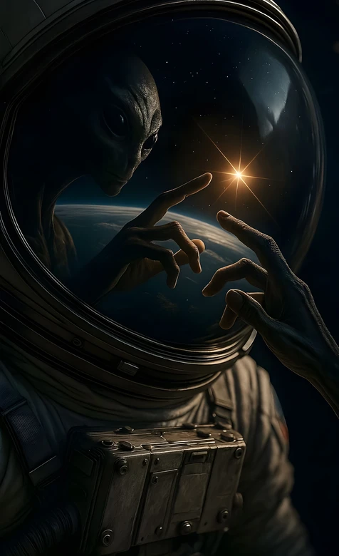 外星生命·指尖触星 暗黑写实宇宙地球科幻风 超现实科幻手机竖屏壁纸 – 高清 桌面壁纸 开放版权素材 免费下载 手机-iPhone17-1