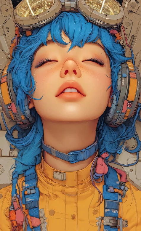 蓝发科幻少女·赛博朋克风 宇航服护目镜手机壁纸（高人气科幻壁纸） – 高清 桌面壁纸 开放版权素材 免费下载 手机电