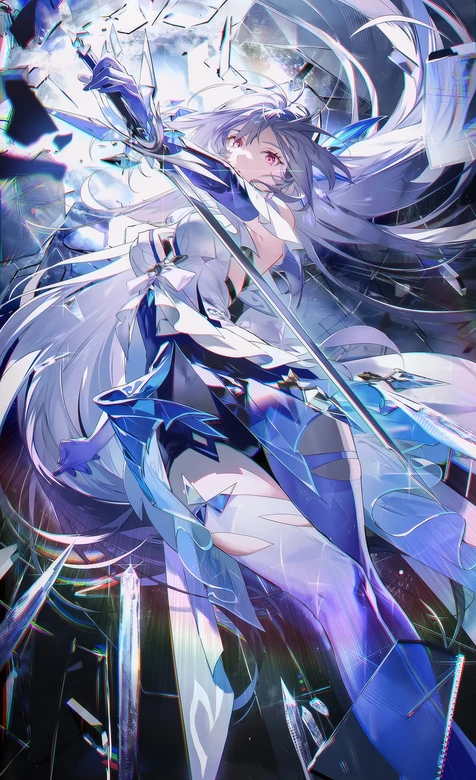 琪亚娜·剑破晶界 二次元炫光风 高画质战斗壁纸 – 高清 桌面壁纸 开放版权素材 免费下载 手机电脑通用背景图