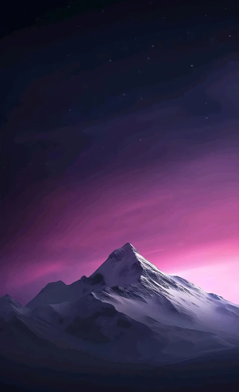 雪山孤峰·梦幻紫调星空 氛围感夜景壁纸 – 高清 桌面壁纸 开放版权素材 免费下载 手机电脑通用背景图