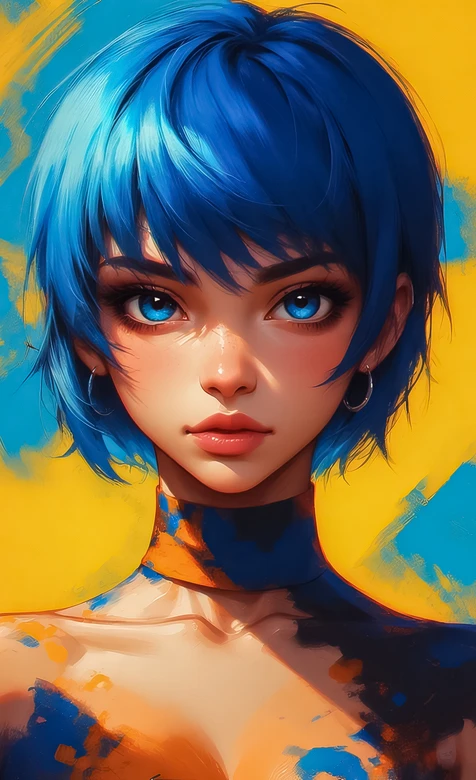 蓝发蓝眼少女·油画风原创插画手机壁纸（高人气艺术感壁纸） – 高清 桌面壁纸 开放版权素材 免费下载 手机电脑通用背