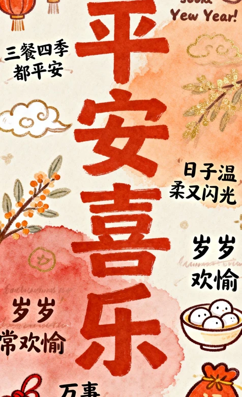 平安喜乐新年祝福·国风手绘·新春氛围感手机壁纸 – 高清 桌面壁纸 开放版权素材 免费下载 手机电脑通用背景图