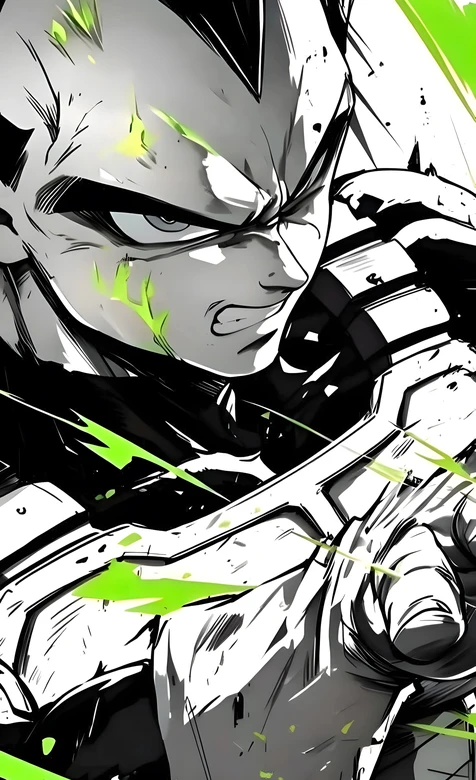 贝吉塔·能量迸发 黑白漫画风 龙珠动漫高燃手机壁纸 – 高清 桌面壁纸 开放版权素材 免费下载 手机电脑通用背景图