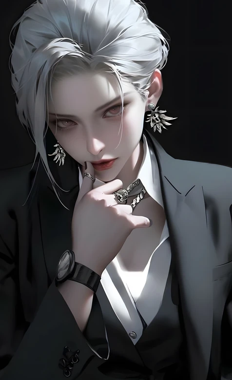 银发西装帅哥·暗黑冷峻风原创CG 禁欲系职场精英手机壁纸 – 高清 桌面壁纸 开放版权素材 免费下载 手机电脑通用背