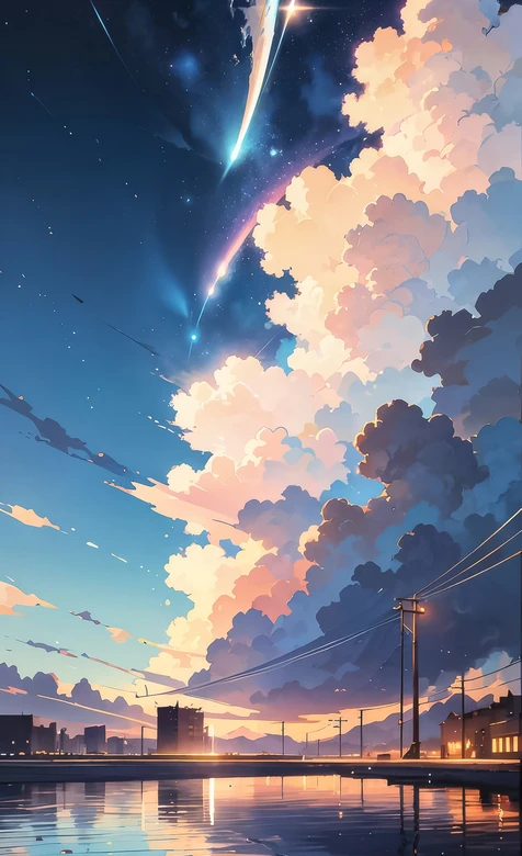 城市黄昏流星云海·唯美二次元风手机壁纸（高热度壁纸） – 高清 桌面壁纸 开放版权素材 免费下载 手机电脑通用背景图