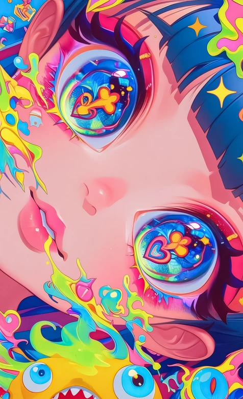 迷幻潮酷卡通人物·赛博流体风 高饱和视觉冲击手机壁纸 – 高清 桌面壁纸 开放版权素材 免费下载 手机电脑通用背景图