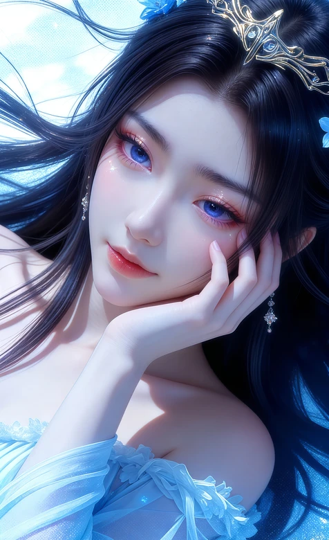 古风仙韵女子·凡人修仙传元瑶·蓝裙金饰 唯美梦幻手机壁纸 – 高清 桌面壁纸 开放版权素材 免费下载 手机电脑通用背