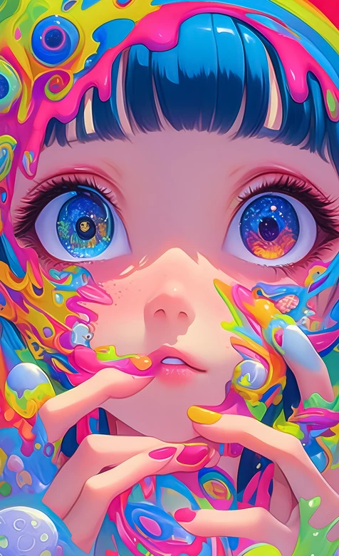 二次元少女·迷幻流体色彩 超现实艺术手机壁纸热搜款 – 高清 桌面壁纸 开放版权素材 免费下载 手机电脑通用背景图