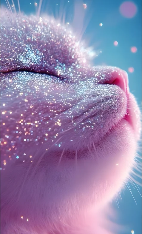 梦幻闪粉猫咪·粉蓝治愈系 手机壁纸 – 高清 桌面壁纸 开放版权素材 免费下载 手机电脑通用背景图