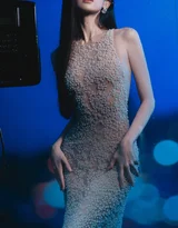 古力娜扎·珍珠透视裙 冷艳蓝调氛围感明星写真