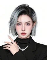 银发短发精致女性短发造型参考·写实唯美风·艺术写真图片大全