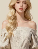 金发披肩女生·唯美写实风 优雅露肩高质感写真