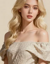 金发披肩女生·唯美写实风 优雅露肩高质感写真