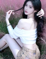 黑长直少女·粉黛草唯美风 仙气短裙高颜摄影图