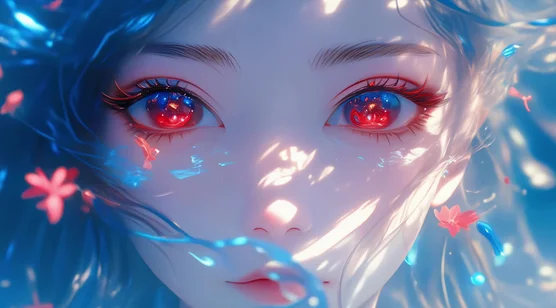 梦幻流体拟人·蓝焰粉花交织 唯美二次元动态电脑壁纸（原创CG） – 高清 桌面壁纸 开放版权素材 免费下载 手机电脑