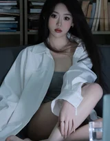 居家慵懒风女生·书房沙发写实氛围感写真 高热度女生图