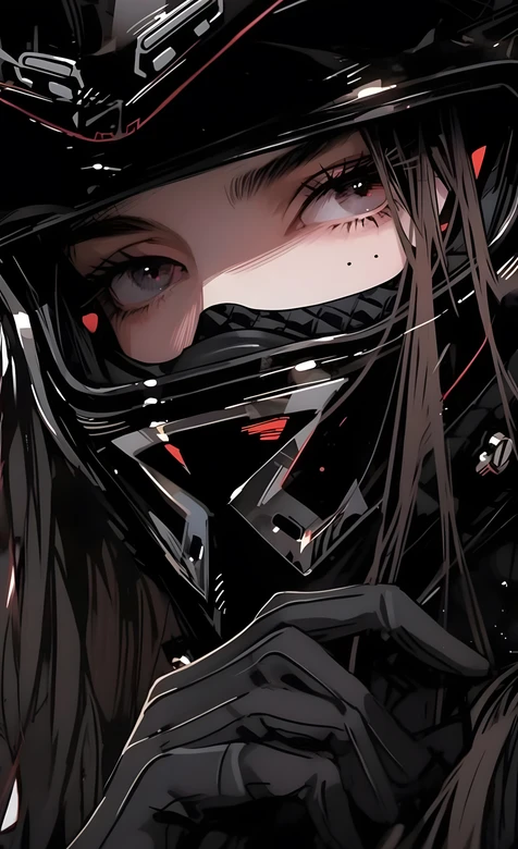 暗黑系二次元机车少女·头盔酷飒造型 高人气机车风手机壁纸 – 高清 桌面壁纸 开放版权素材 免费下载 手机电脑通用背