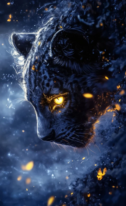 暗夜猎豹·金色魔瞳 暗黑奇幻风手机壁纸 – 高清 桌面壁纸 开放版权素材 免费下载 手机电脑通用背景图