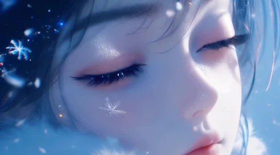 唯美二次元动漫少女·星空眼眸雪花特效 超仙动态电脑壁纸 – 高清 桌面壁纸 开放版权素材 免费下载 手机电脑通用背景
