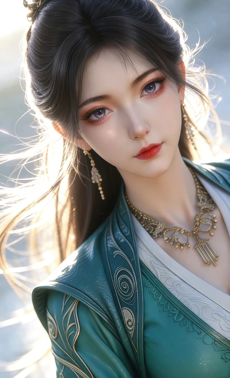 古风仙侠美女慕沛灵·绿衣金饰 仙气氛围感手机壁纸 – 高清 桌面壁纸 开放版权素材 免费下载 手机电脑通用背景图