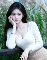 长发女生·唯美清新风 芦苇旁温柔感女生图片（高热度女生写真）