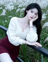 长发女生·唯美清新风 芦苇旁温柔感女生图片（高热度女生写真）