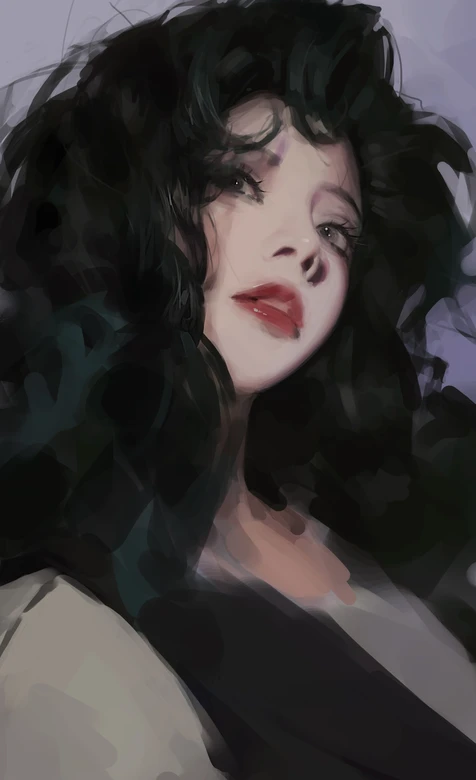 卷发女子·写实艺术风原创插画 氛围感手机壁纸精选-iPhone17-1