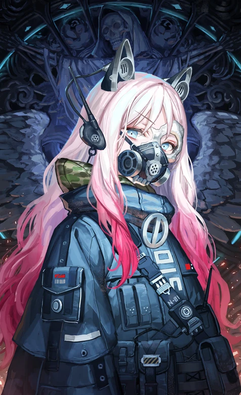 机械猫耳防毒面具少女·暗黑赛博风原创插画 热门手机壁纸 – 高清 桌面壁纸 开放版权素材 免费下载 手机电脑通用背景