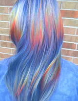 人物长发·蓝白渐变扎染风·时尚染发造型参考图集图片大全