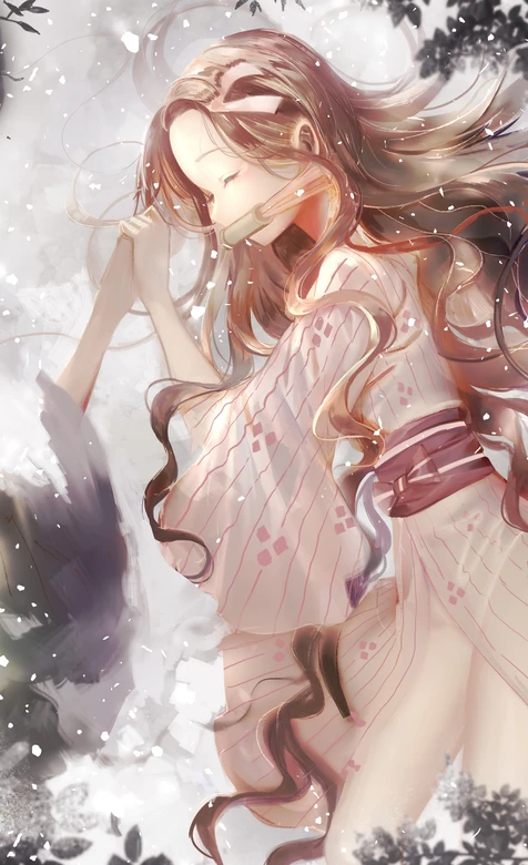 灶门祢豆子·和服雪境 唯美日系鬼灭之刃动漫壁纸 – 高清 桌面壁纸 开放版权素材 免费下载 手机电脑通用背景图