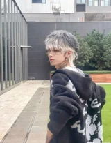 人物长发·蓝白渐变扎染风·时尚染发造型参考图集图片大全