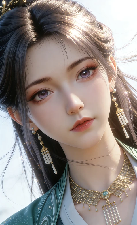 国风古风动漫人物慕沛灵·长发绿衣金饰 唯美古风手机壁纸 – 高清 桌面壁纸 开放版权素材 免费下载 手机电脑通用背景